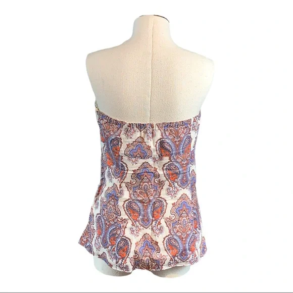J. Crew sleeveless top size 4 paisley cream blue bohemian vintage - Picture 4 of 8